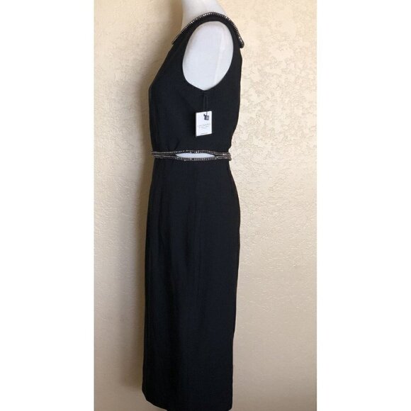 Laundry by Shelli Segal Women's Black Crystal Embellished Midi Dress Size 8 - Picture 4 of 12